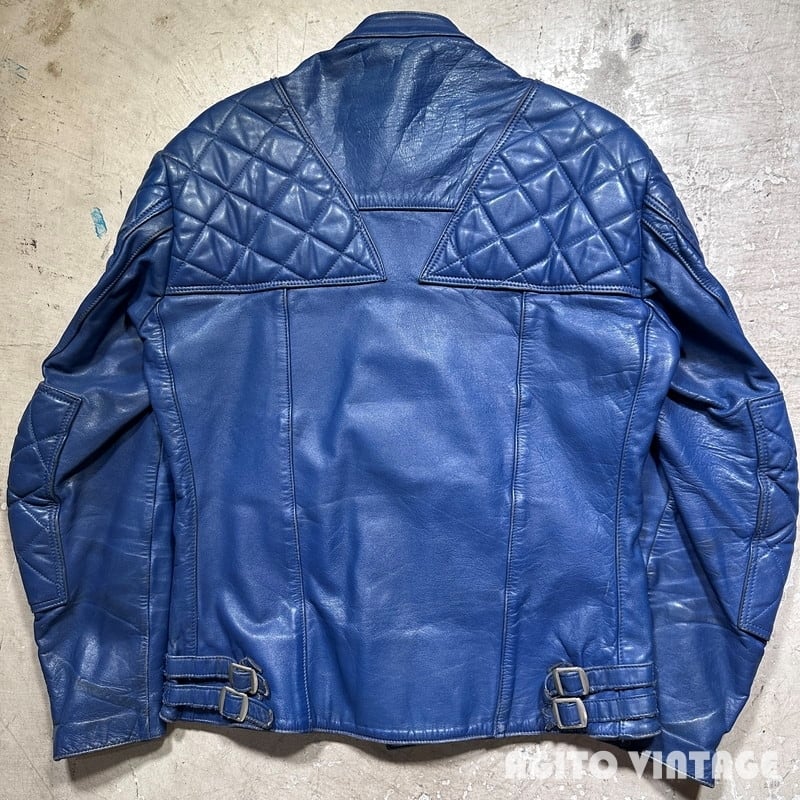 UKタイプ ロンジャン ブルー40 70's INTERSTATE LEATHERS ダブルライダースジャケット パデッド