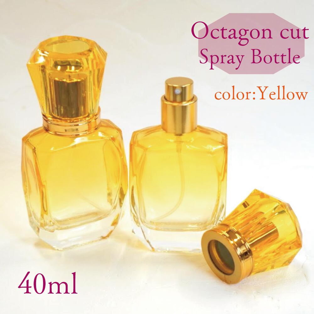 Merdan フレグランス 25ml ゴールドデザイン オクタゴン カット スプレー 瓶 】 40ml 1本 ゴールド ノズル 選べる