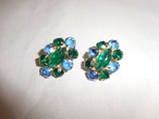 ブルー&グリーン色イヤリング(ビンテージ) vintage earrings