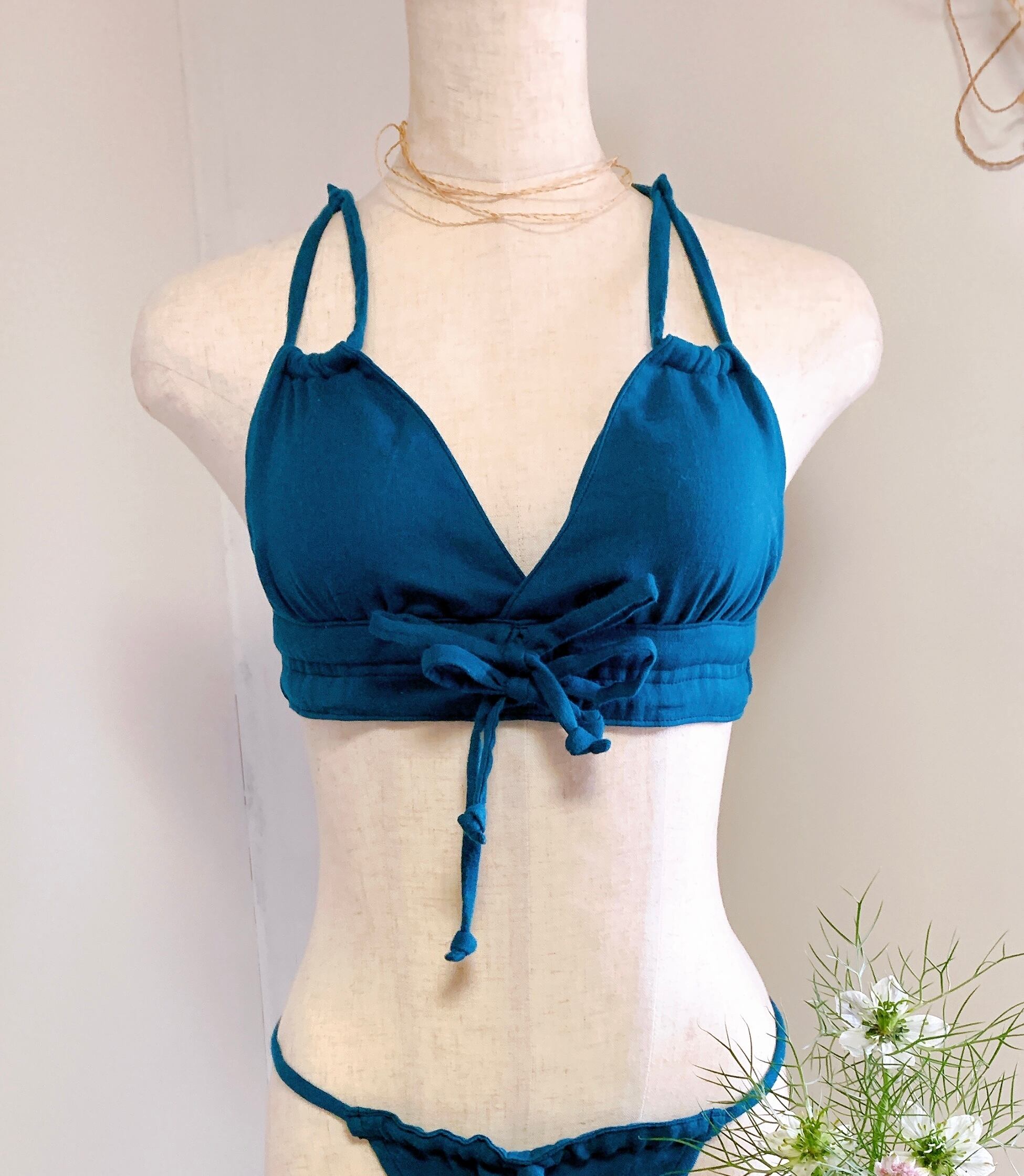 　締めつけない下着　“ゆる〜りブラ“  ブルーグリーン　第6チャクラ