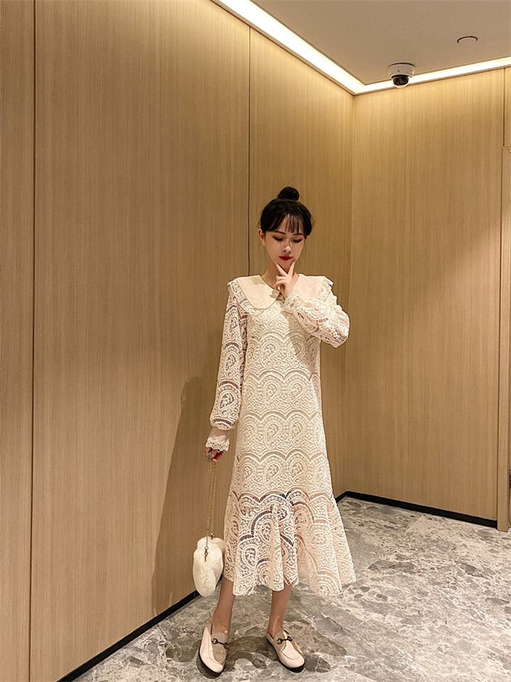 超かわいい! 秋冬 sweet系 ワンビース フィッシュテイルスカート 小さい新鮮な 気質 長袖 ロングスカート