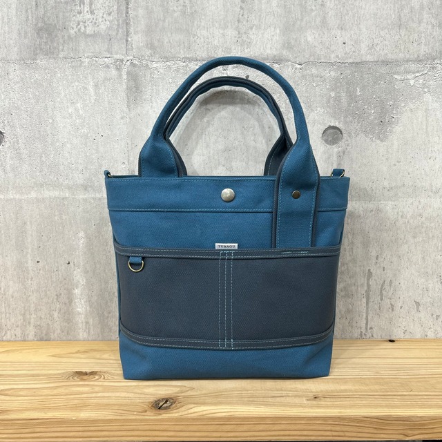 人気No.1.▽Bi Color Tote "M"【レインブルー×ディープオーシャン】