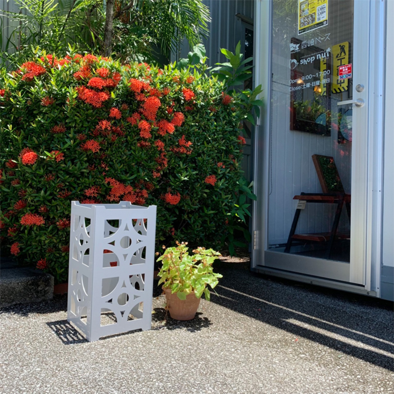 花ブロックBOX Mサイズ アルミ製 看板  ゴミ箱 傘立て 植木鉢カバー 照明カバー hanabox-M0001 - 2