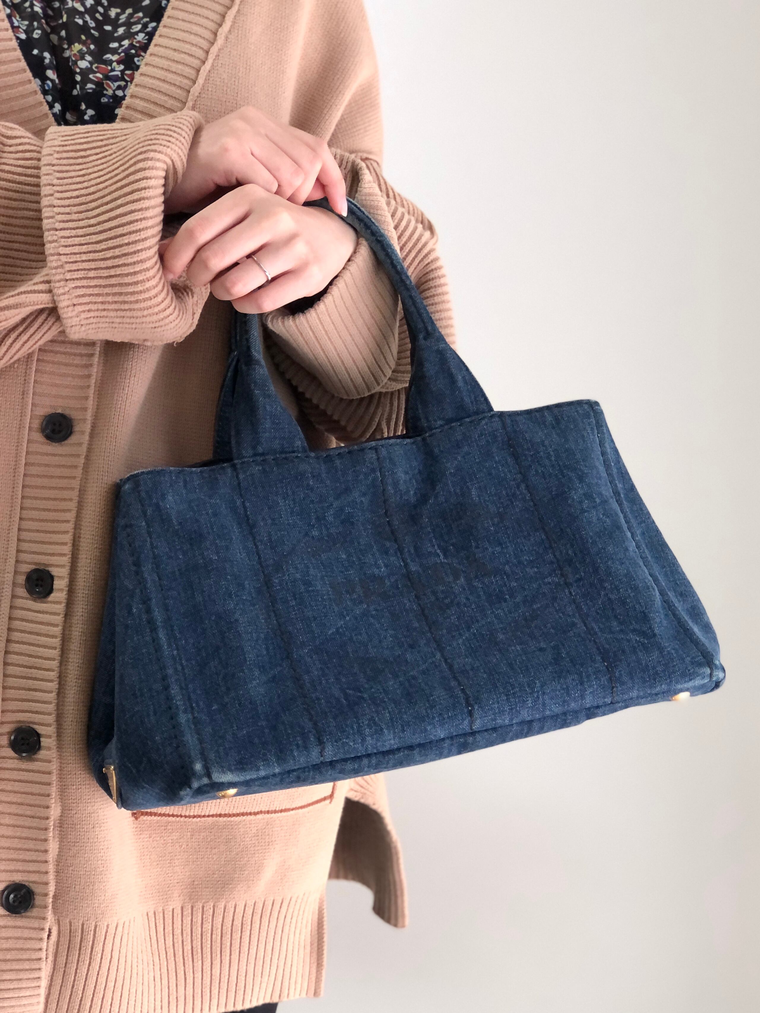 PRADA プラダ カナパ トートバッグ ハンドバッグ デニム インディゴ PRADA プラダ カナパ ハンドバッグ インディゴ ロゴ デニム vintage