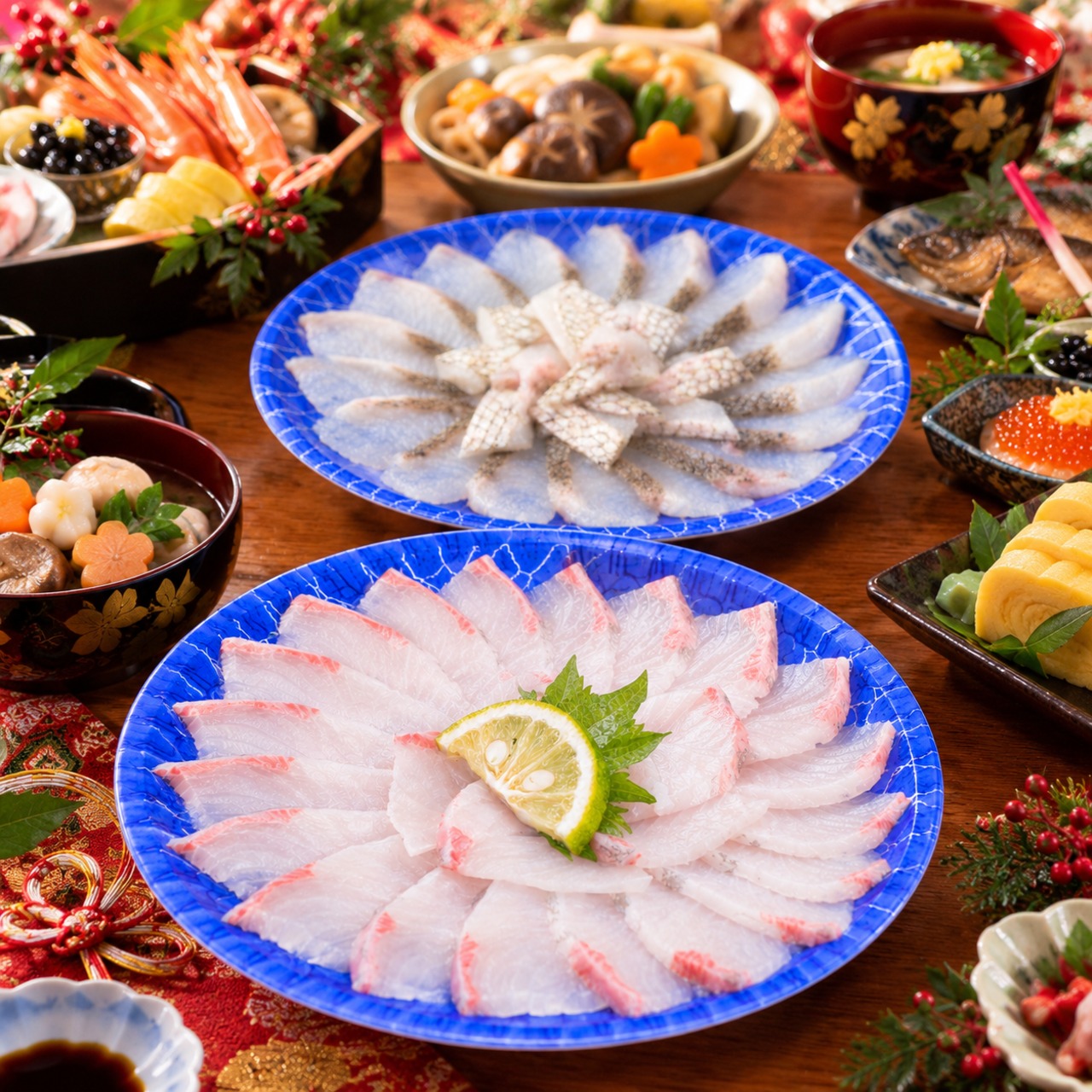 【全国送料無料】（沖縄・北海道を除く）金寿カンパチ・マダイ炙り刺身セット　ー約6～8人前ー《冷凍便》