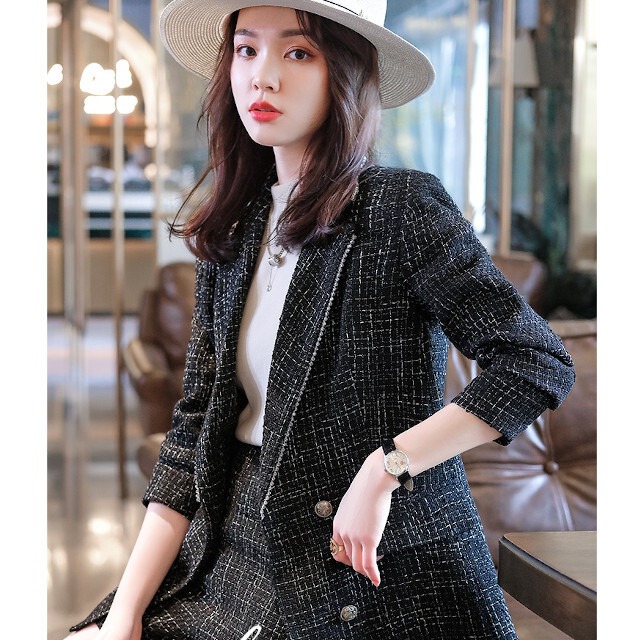 セットアップ レディース 2点 シャツ ワイドパンツ モード系 4XL セットアップ レディース ジャケット ショートパンツ ツーピース 2点セット おしゃれ ツイード ネイビー/ブラック S/M/L/XL/2XL/3XL/ 4XL | favoriteselect