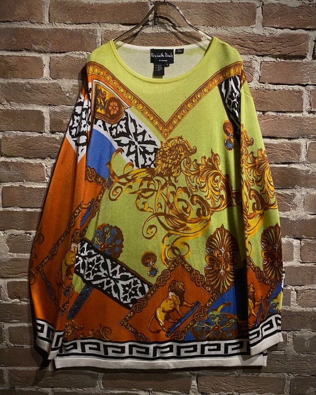 【Caka act3】Beautiful Scarf Pattern Vintage Loose Knit Pullover