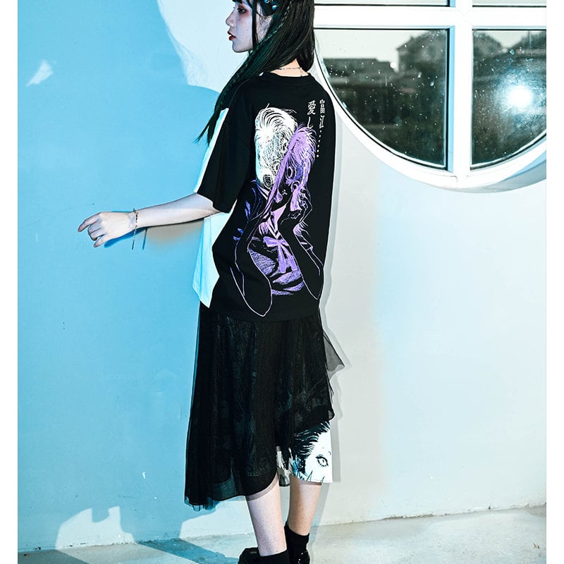 ゴスロリ通販 With U 再入荷 古怪舎 伊藤 潤二 富江 コラボ Tシャツ