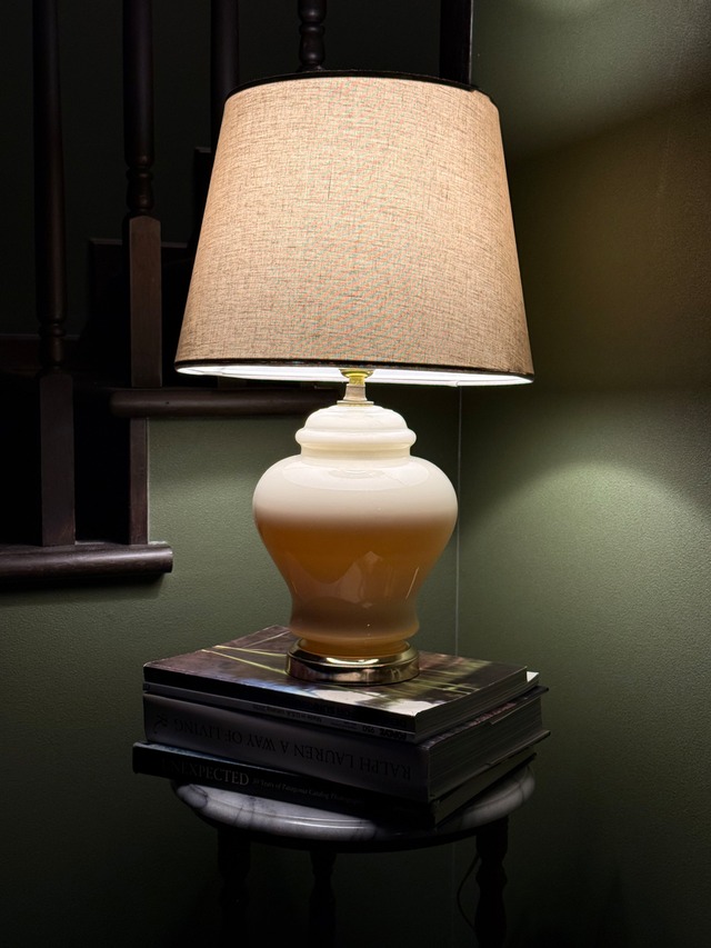 Vintage White Glass Table Lamp