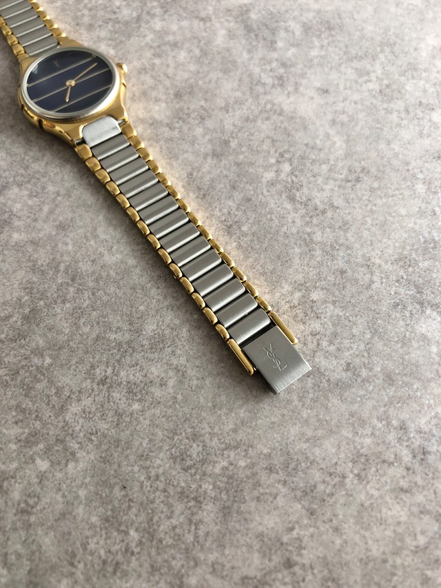 Yves Saint Laurent イヴ・サンローラン 腕時計 シルバー×ブラック YSL ステンレススチール ボーダー vintage ヴィンテージ オールド as4e87
