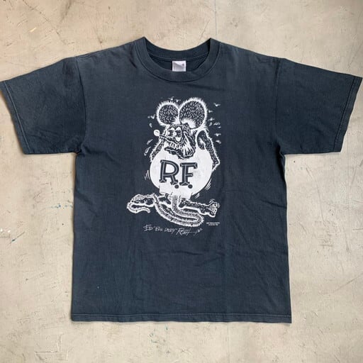 90's RAT FINK ラットフィンク プリントTシャツ ブラック 黒 Ed Roth