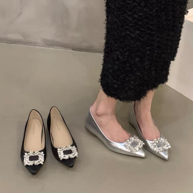 デコラティブビジューサテンパンプス　2color　N00121