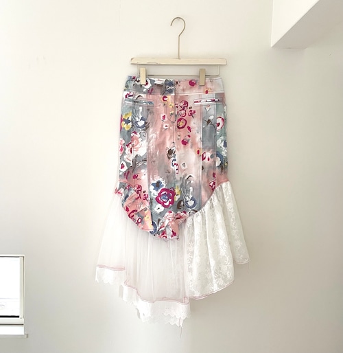 花柄とチュールのスカート(RM0503)
