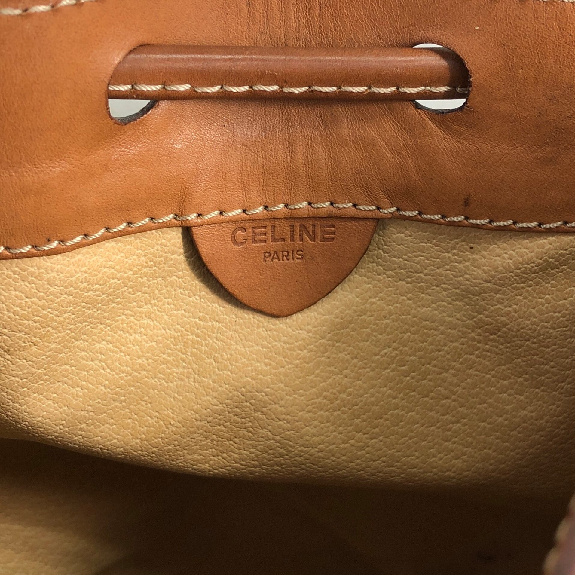 CELINE セリーヌ マカダム ショルダーバッグ ブラウン ブラゾン型押し
