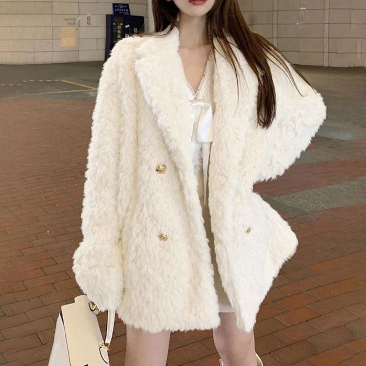 ファー ジャケット 中綿 レディース 秋冬 韓国 アウター エコファー おしゃれ きれいめ 大人 上品 フェミニン ゆったり 体型カバー 羽織り ふわふわ もこもこ 大人可愛い 大人女子