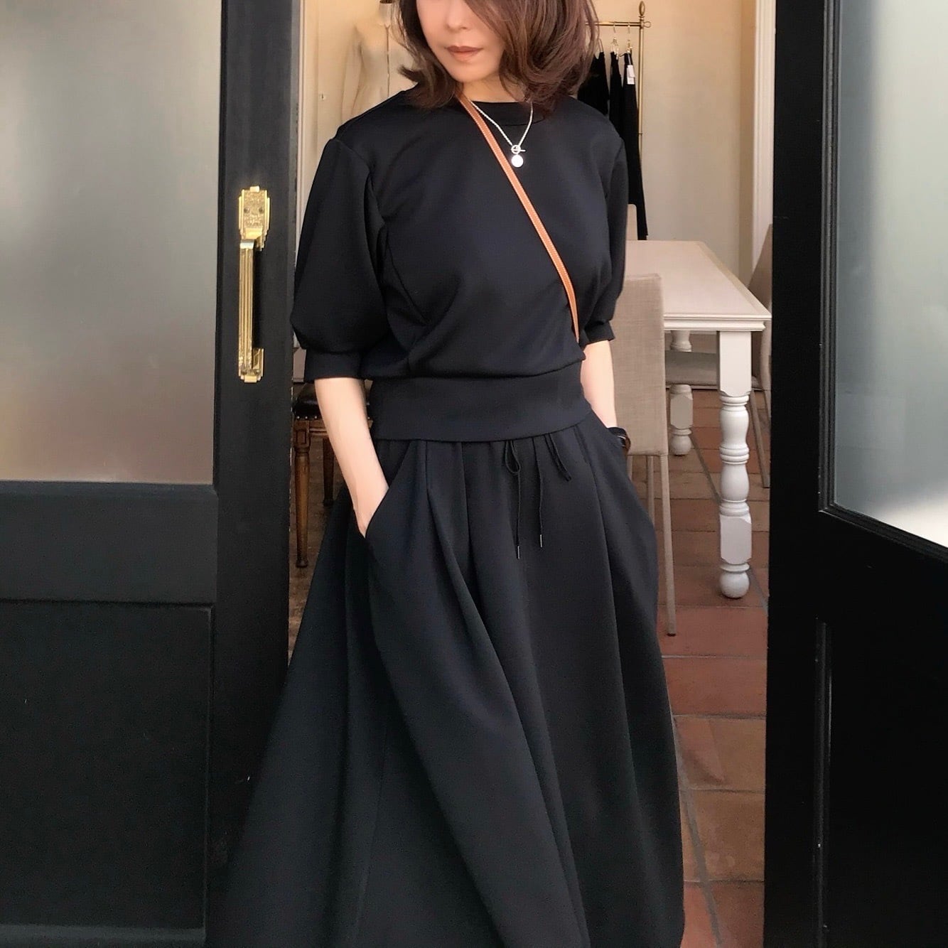 SYSORUS × akko3839 レクチュールタックフレアスカート 450-26581  