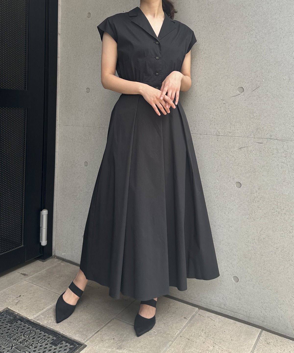 テンセルコットンシャツワンピース D/ブラック 38 | troisiemechaco