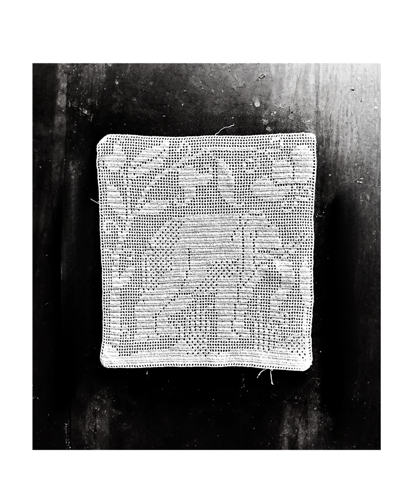 20s フランス 23c リネン 喜びの花と白象とクロッシェレースドイリー アンティーク