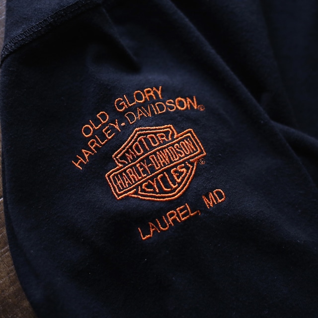 "HARLEY-DAVIDSON" 刺繍 logo XXXL super over silhouette l/s tee