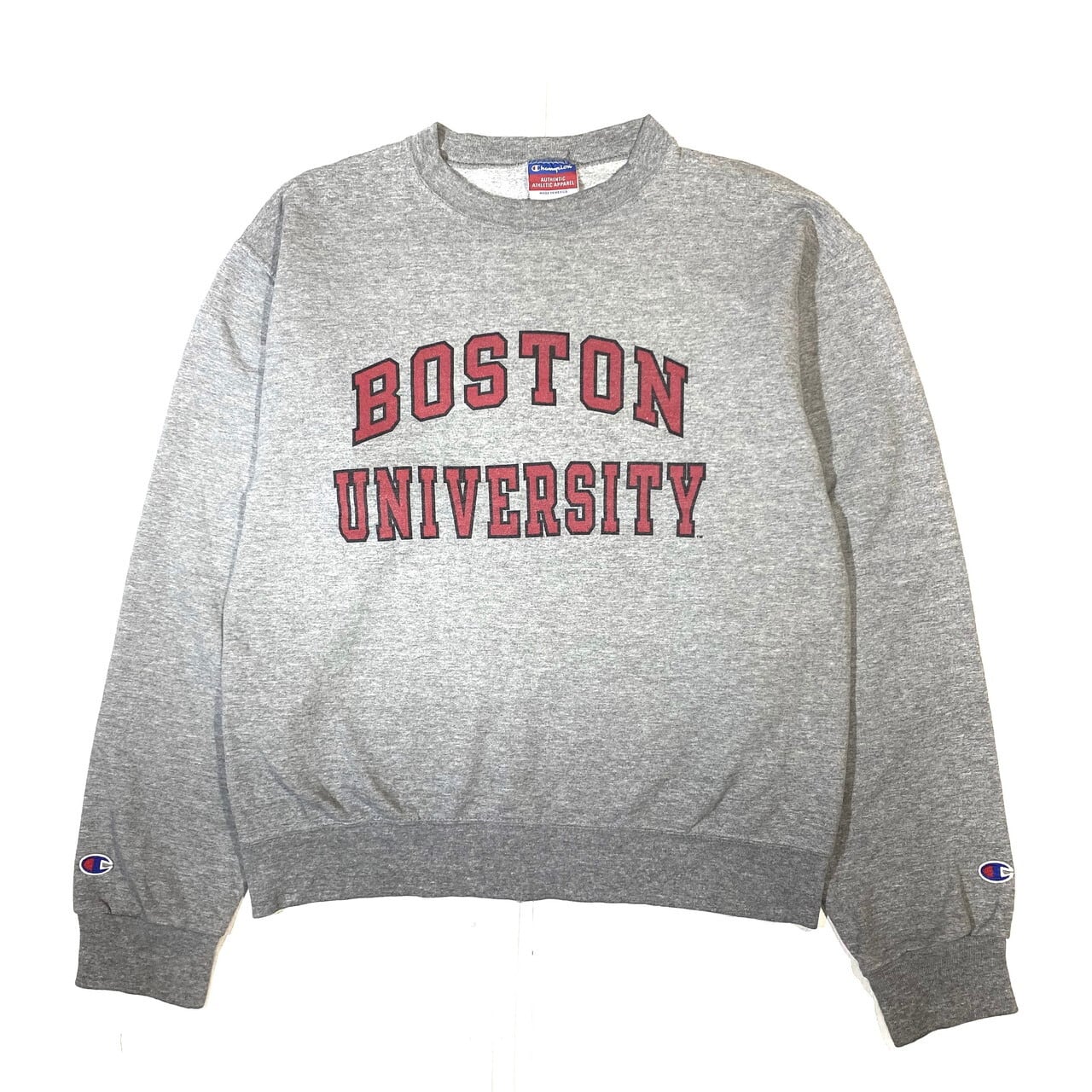 Champion チャンピオン カレッジ スウェットシャツ メンズM〜L 古着 BOSTON UNIVERSITY トレーナー グレー 【スウェット】  | cave 古着屋【公式】古着通販サイト