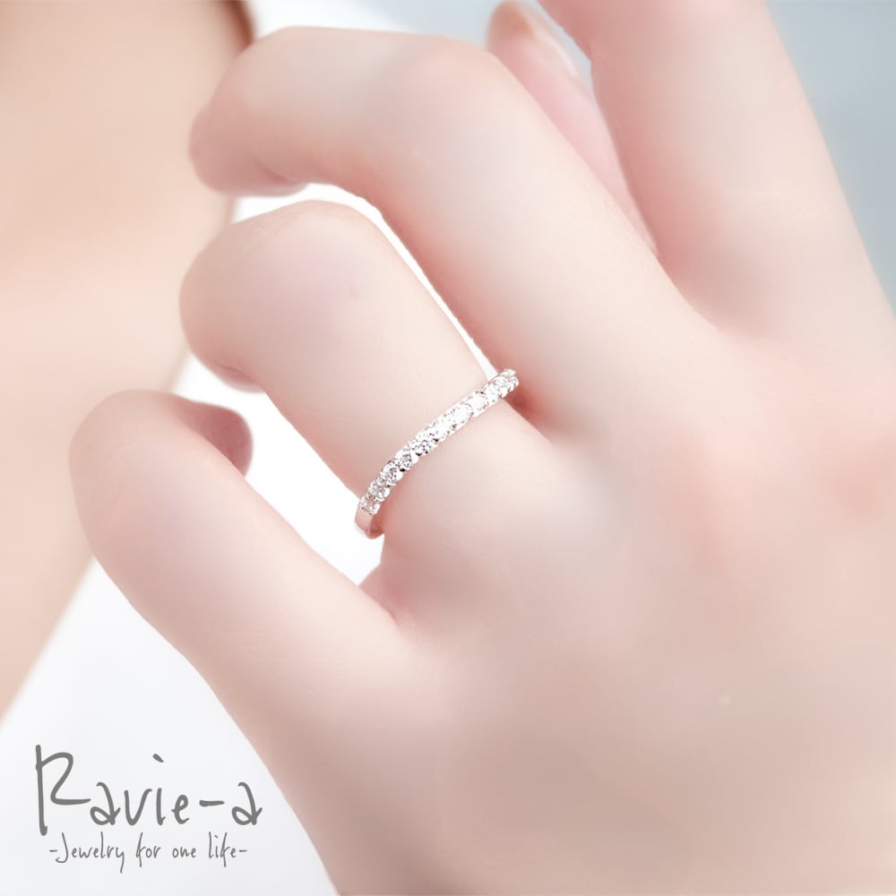 シルバー925 ハーフエタニティリング ウェーブデザイン プラチナ 婚約