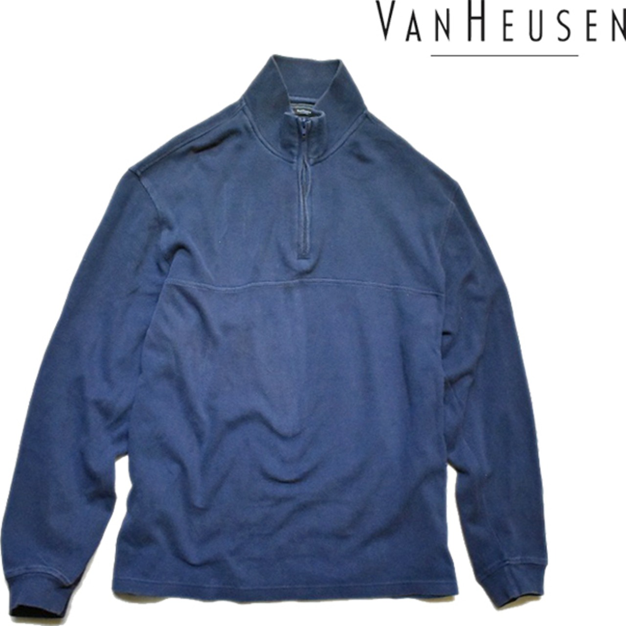 1点物◇ビッグサイズVAN HEUSEN紺ハーフジップニットセーター古着XL 