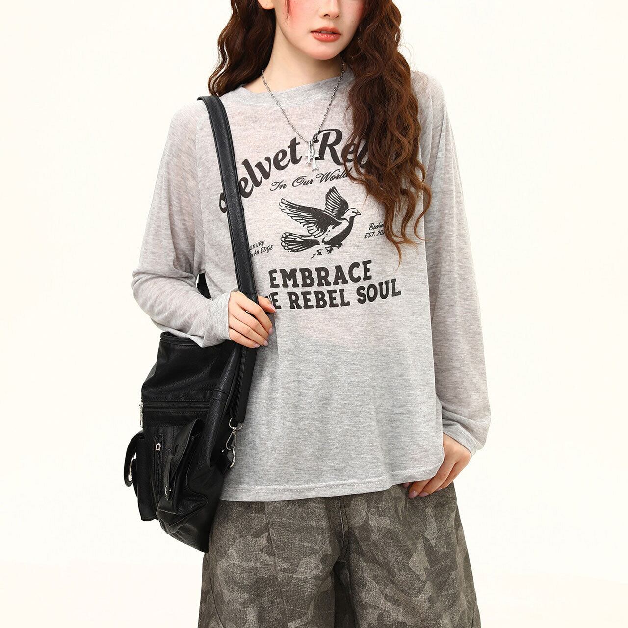 ヴィンテージライクバードグラフィックTシャツ 1col R02515