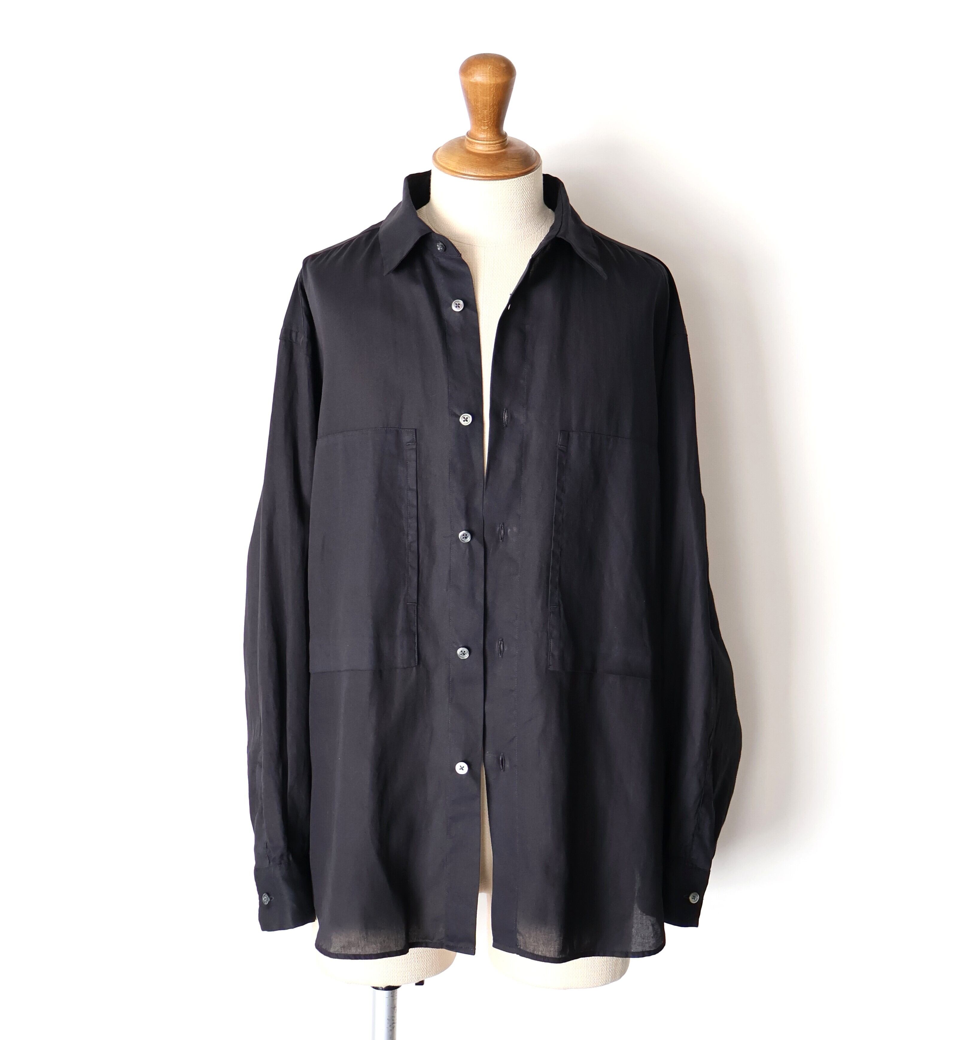 STILL BY HAND “ Garment-dye Over Shirt ( Black navy )” | H.inch