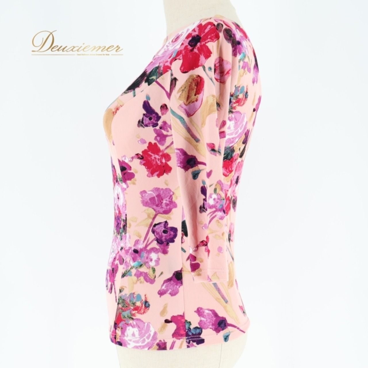 社交ダンス 衣装 トップス ブラウス ピンク系 チャコットロイヤルダンス Chacott ROYAL DANCE 茶 白 花柄 レッスン 練習 ストレッチ 伸縮 上品 かわいい 日本製 パーティー ブラウン系 ホワイト系