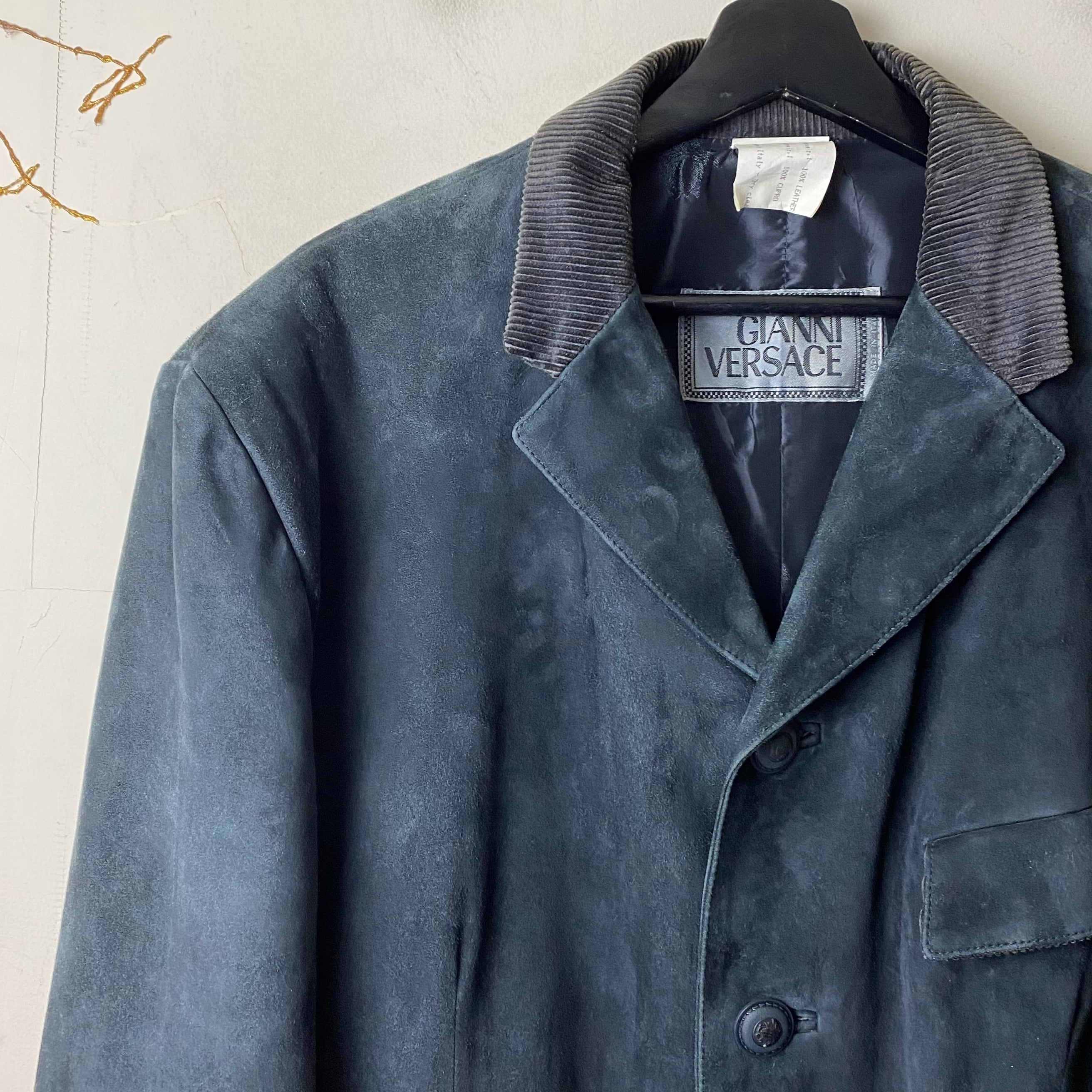 vintage GIANNI VERSACE corduroy switching nubuck tailored jacket 