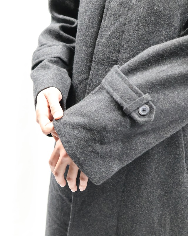 Gray stand-collar long coat