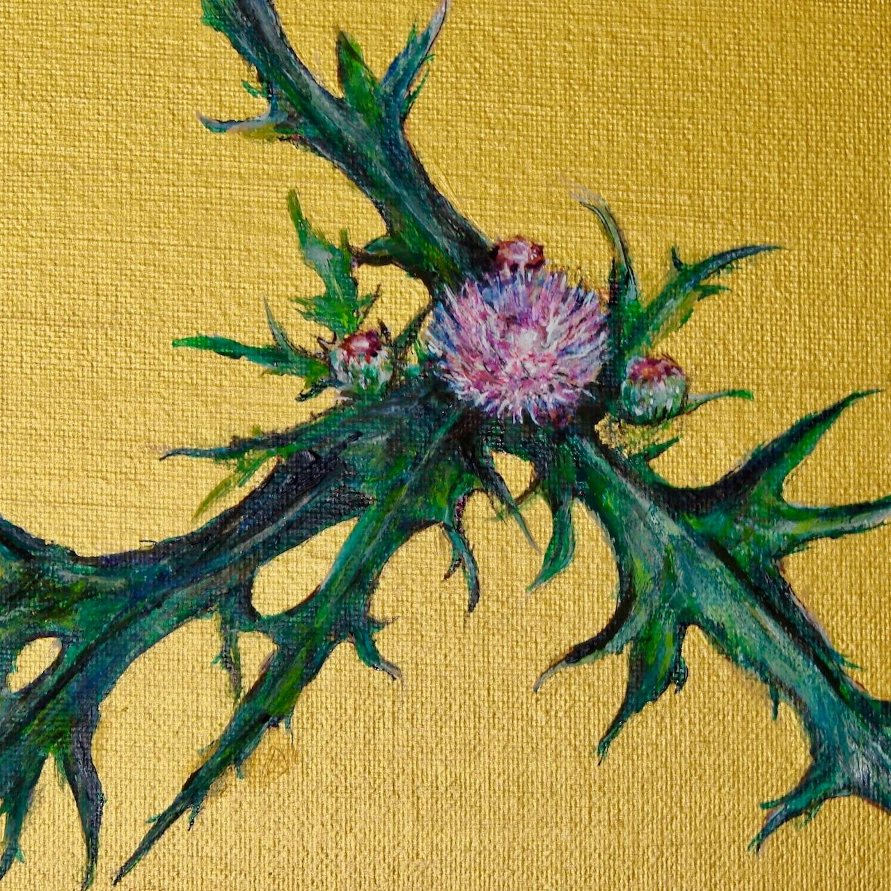 薊（アザミ） 原画｜額入り・ラッピング無料（アート作品／絵画／花の