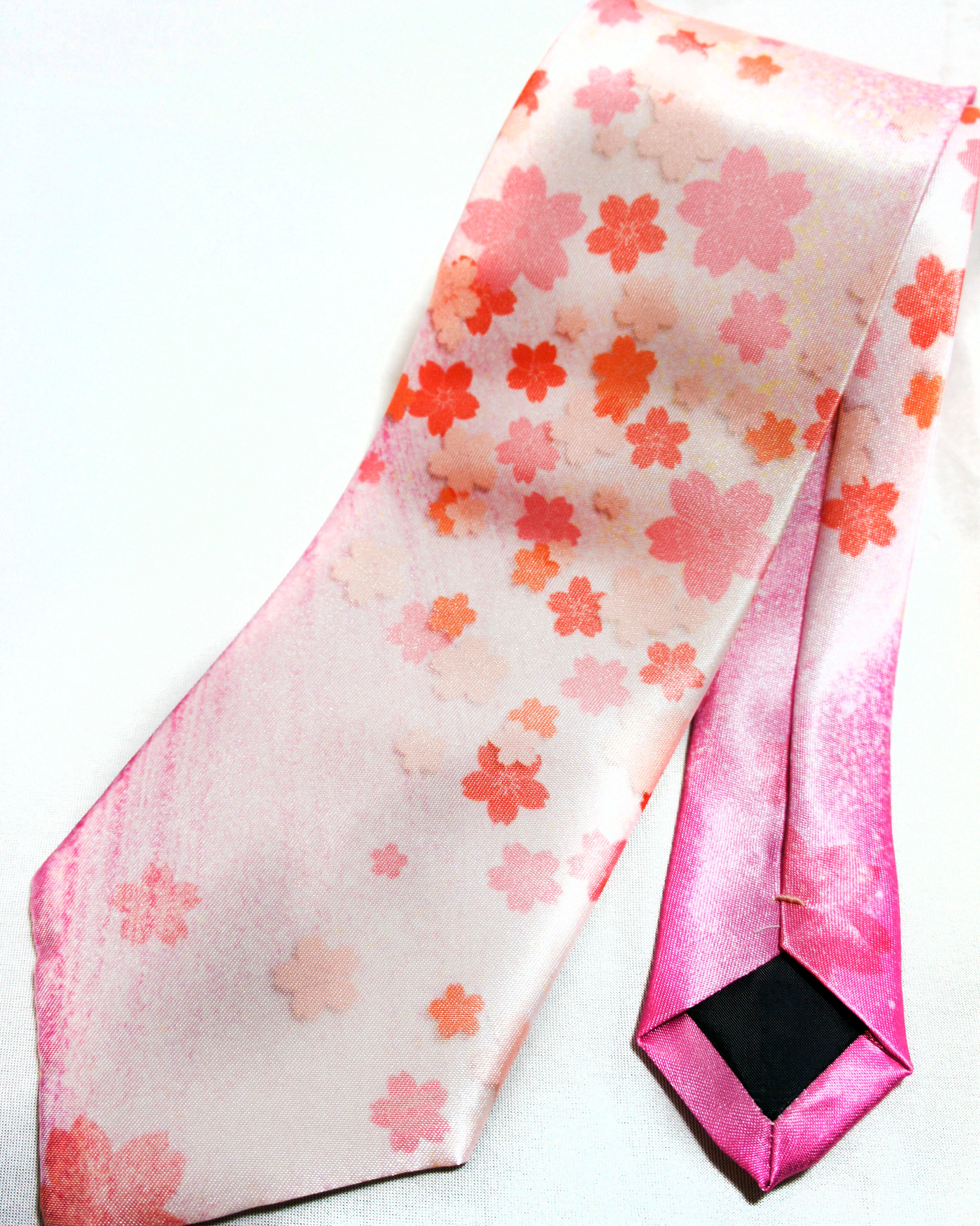 mushroomネクタイ【一点物】【個性派】【和柄シリーズ】桜