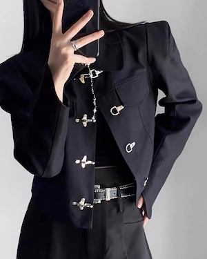 【予約】chinese-style black short-length jacket