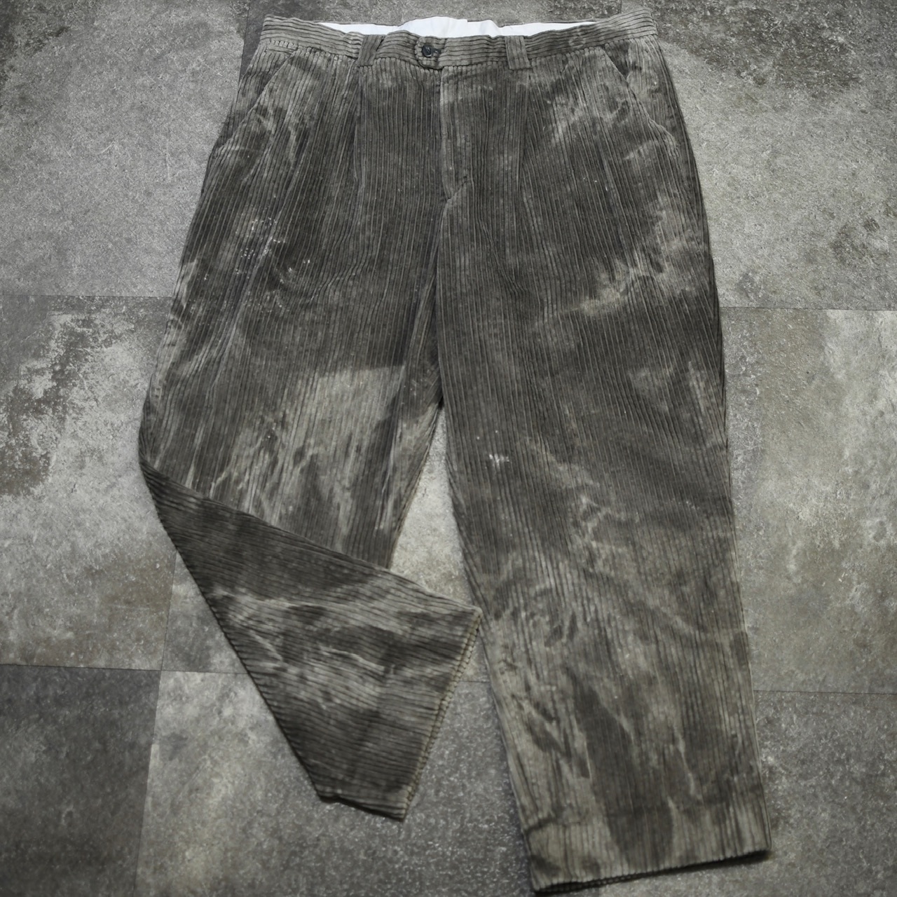 bleached wide corduroy pants gray