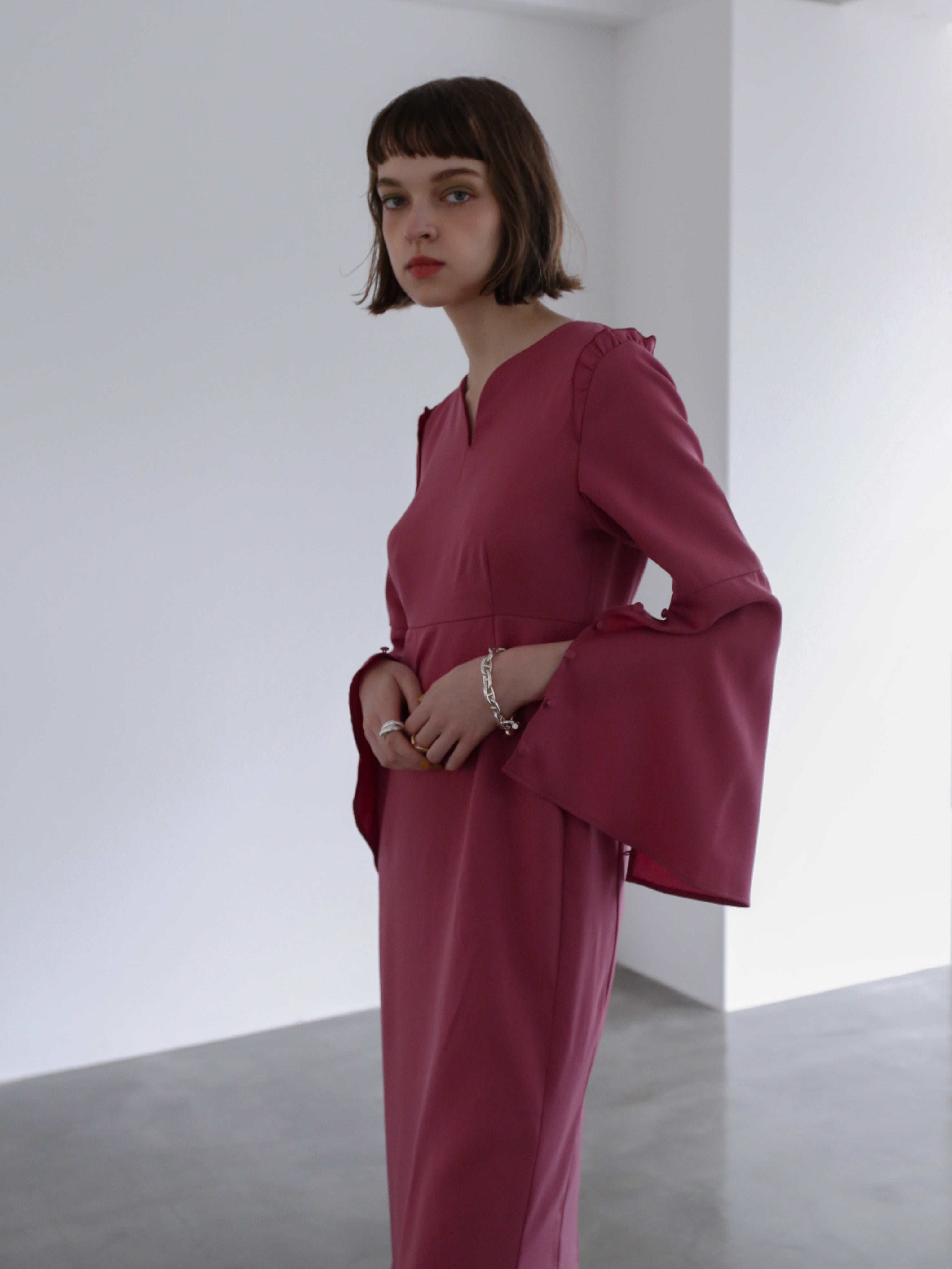 bell sleeve slit onepiece（rose） | Cara by Katrin TOKYO