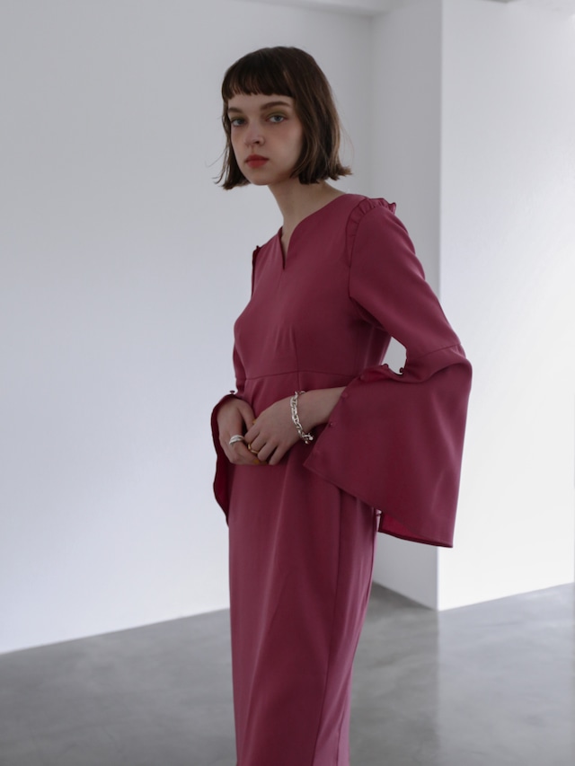 bell sleeve slit onepiece（rose）