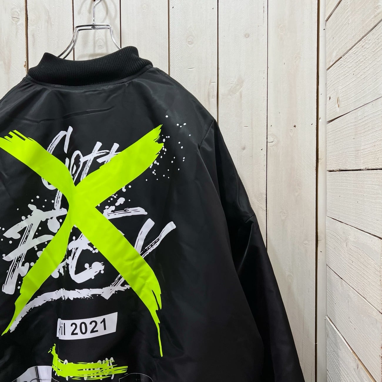 【222210-2】X Logo Back Print Hood detachable MA-1 bomber jacket / X ロゴ  バックプリント フード 脱着 MA-1 ボンバージャケット