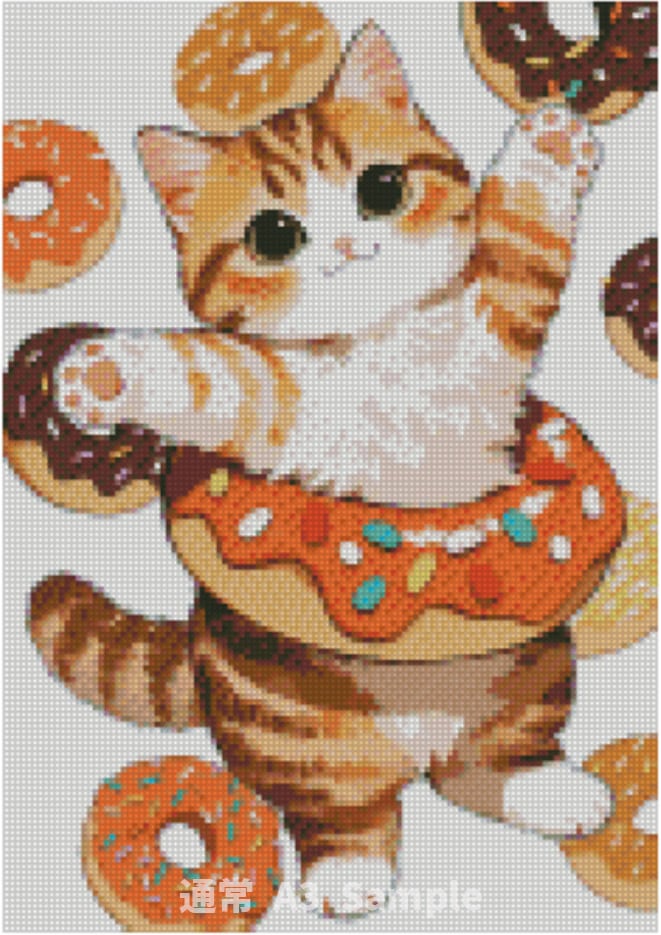 ☆。.:＊・にゃんにゃん ☆。.:＊・゜　ダイヤモンドアート　オーダー ダイヤモンドアート A3 ドーにゃん (通常/フルAB/フルCR/フル樹脂AB