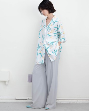 1980s adidas - geometric open collar shirt