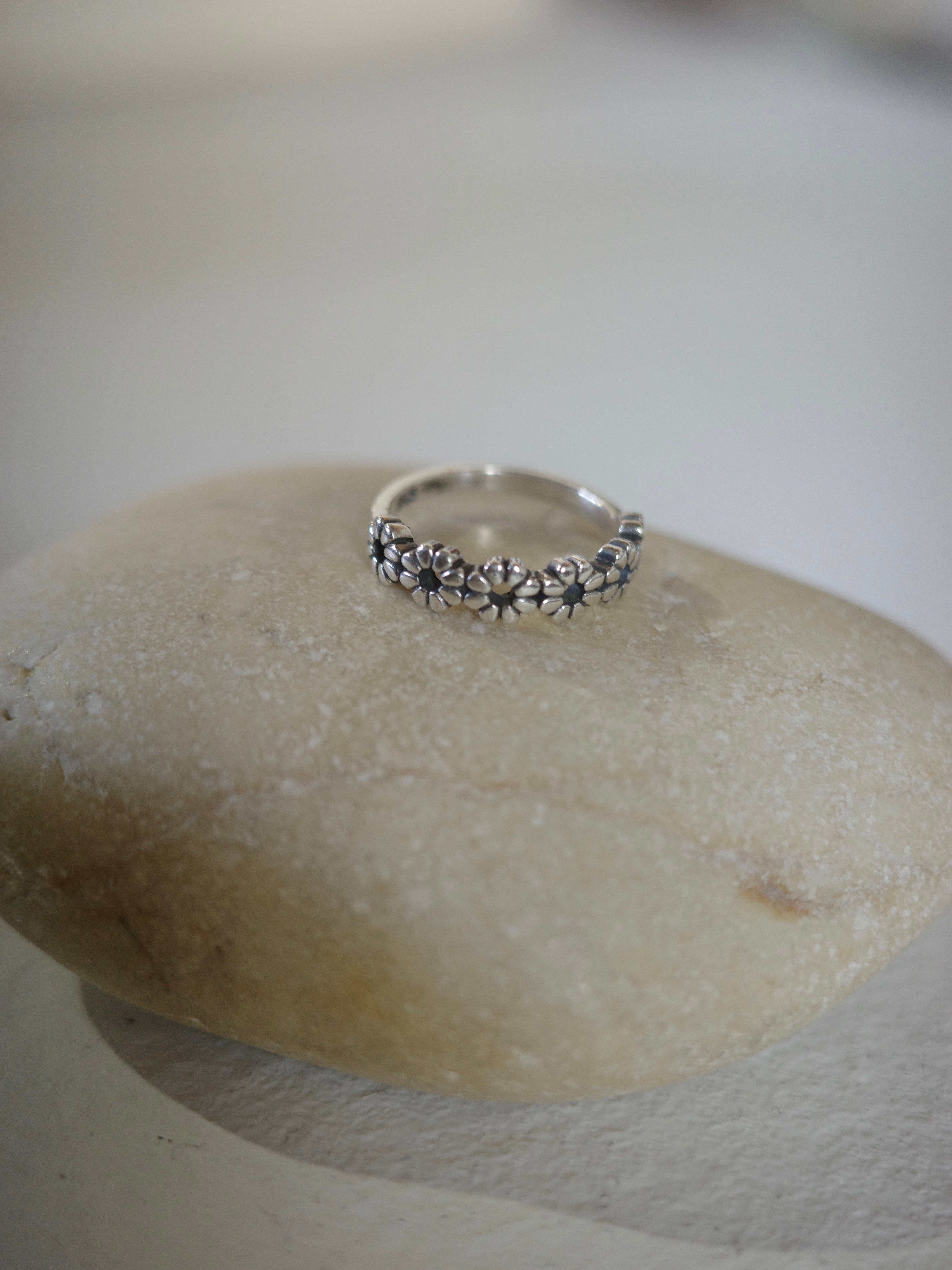 <vintage silver925>flower half band ring