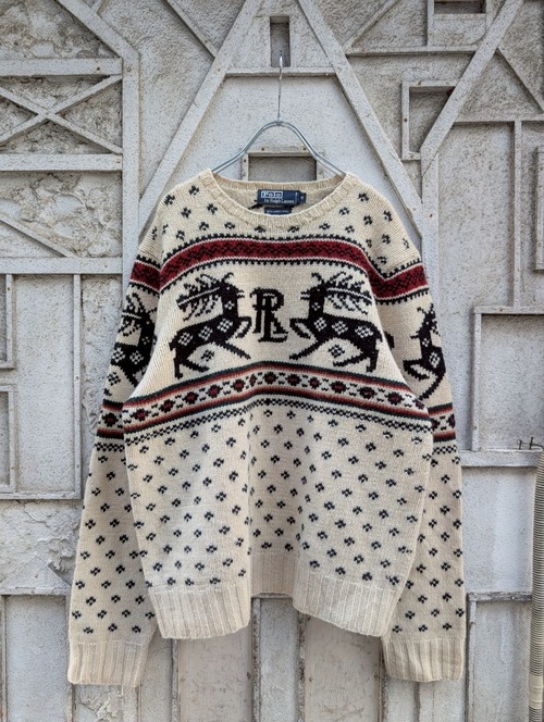 "POLO RALPH LAUREN" lambs wool hand knit sweater