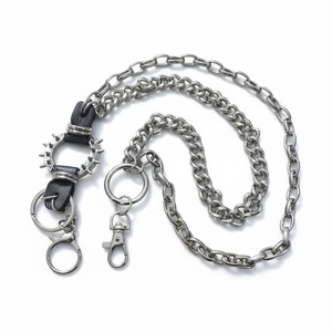 合金 約66cm ウォレットチェーン ヴィンテージ 2クリップ 銀 kw13