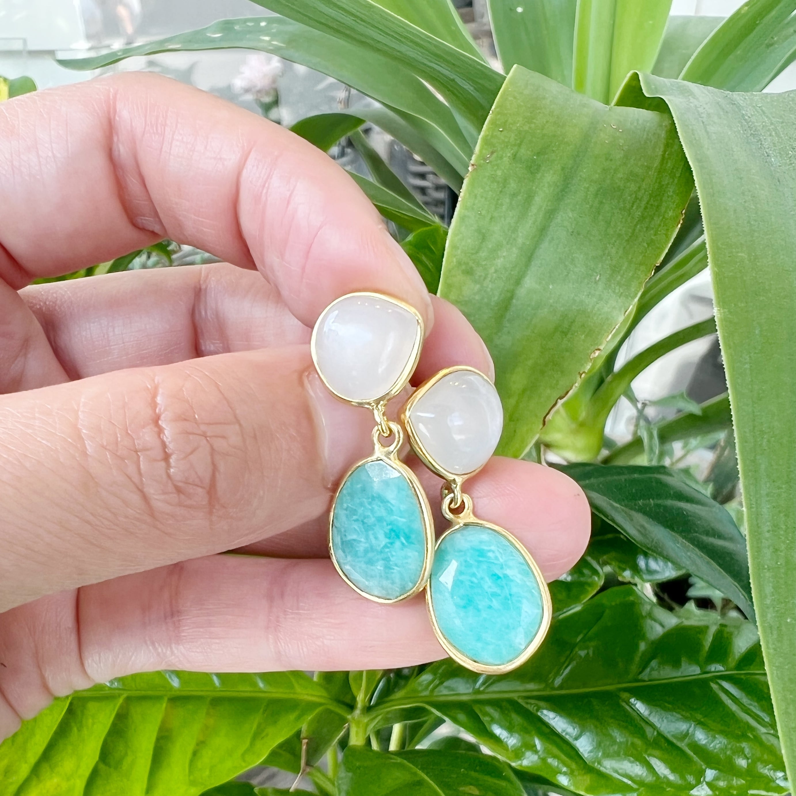 Gold Coating 2 ストーンピアス ムーンストーン＆アマゾナイト