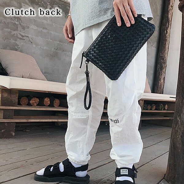 クラッチバッグ Puレザー 高級感 オシャレ メンズクラッチ セカンドバッグ クラッチ Pu革 パーティーバッグ 黒 ブラック ビジネス 編み込み おしゃれ かっこいい Sサイズ Seiren2