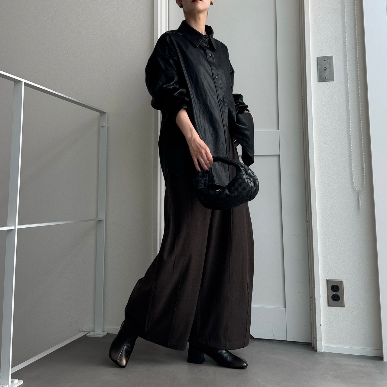 Eco leather over shirt JK/black