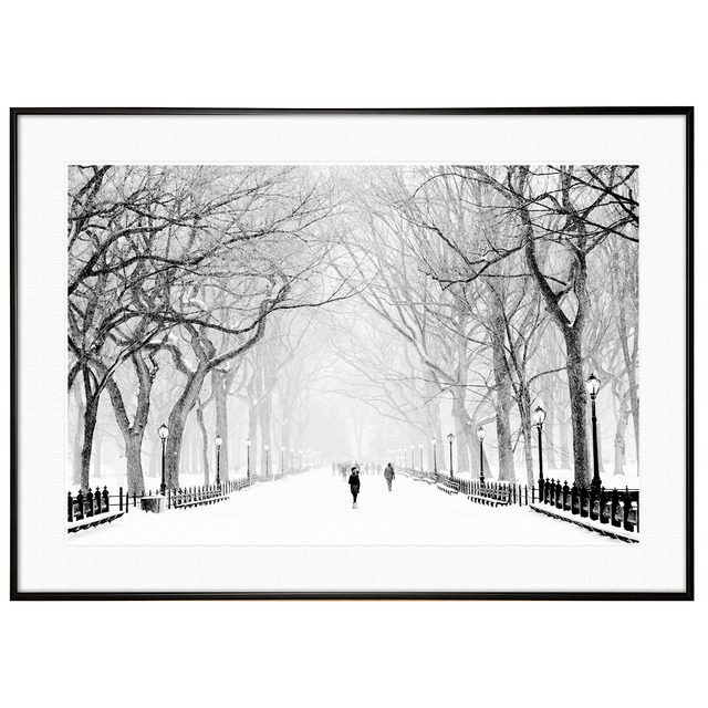 冬写真 雪の公園インテリア モノクロアートポスター額装 AS1031