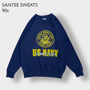 SANTEE SWEATS 90s USA製 スウェット トレーナー US NAVY ロゴプリント プルオーバー ラグラン ヴィンテージ  ビンテージ オールド US古着