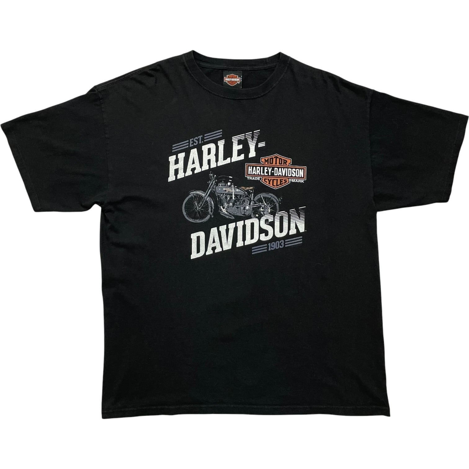 《XL》Harley-Davidson ハーレーダビッドソン フロントバイクプリント バックドクロプリント ブラック no.10147