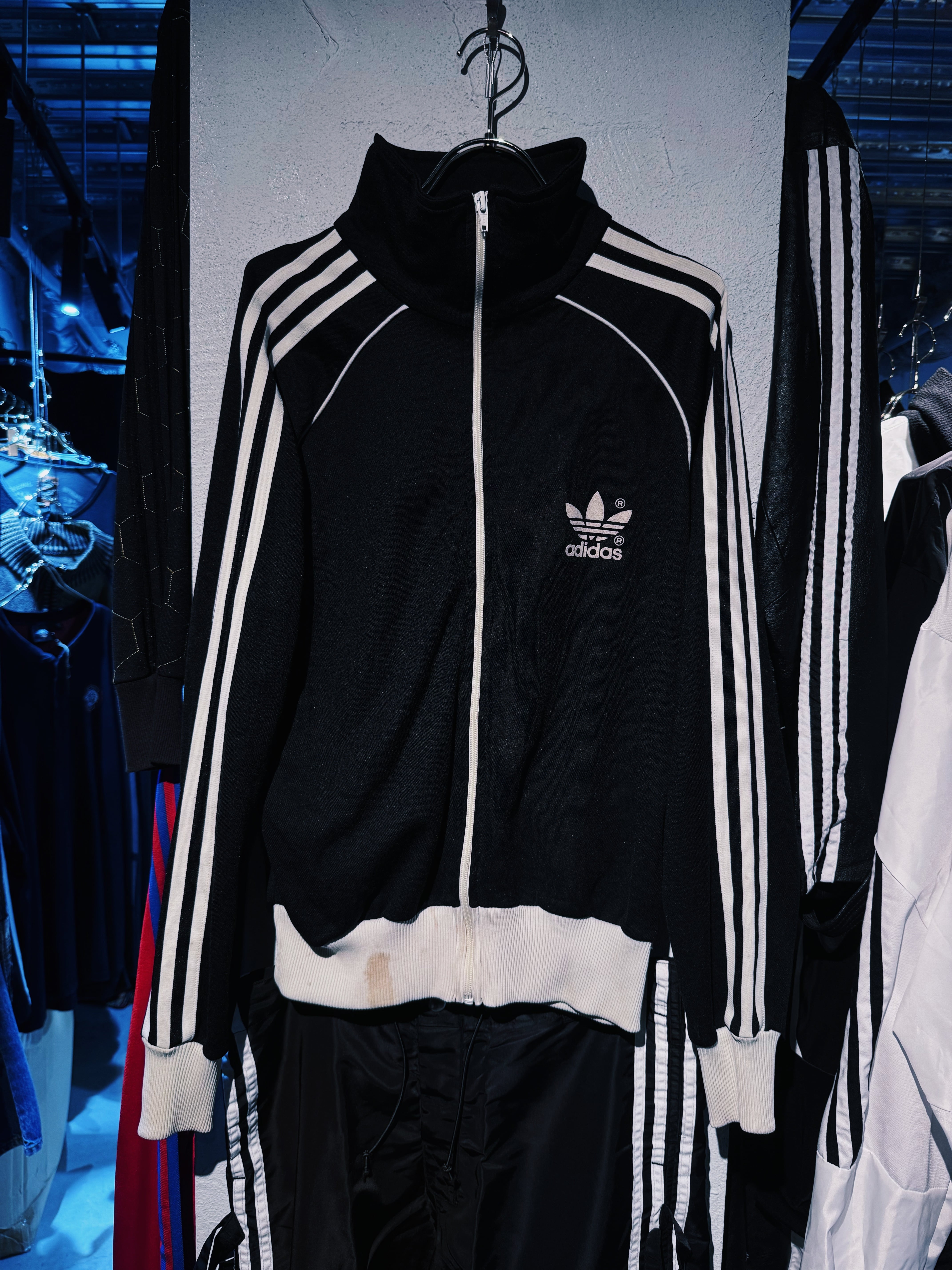 【D4C】80's vintage "ADIDAS"EURO VINTAGE trefoil logo print stand neck track jacket